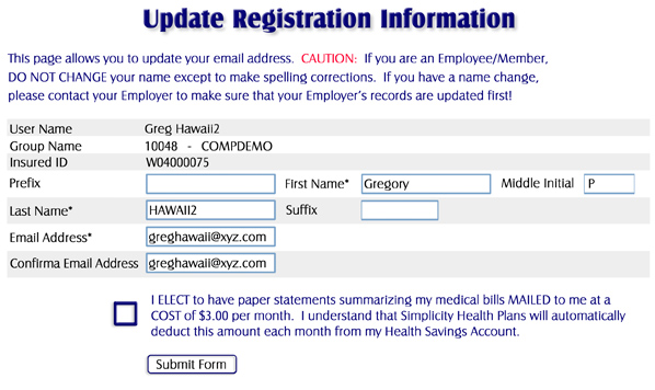 Update Registration Information